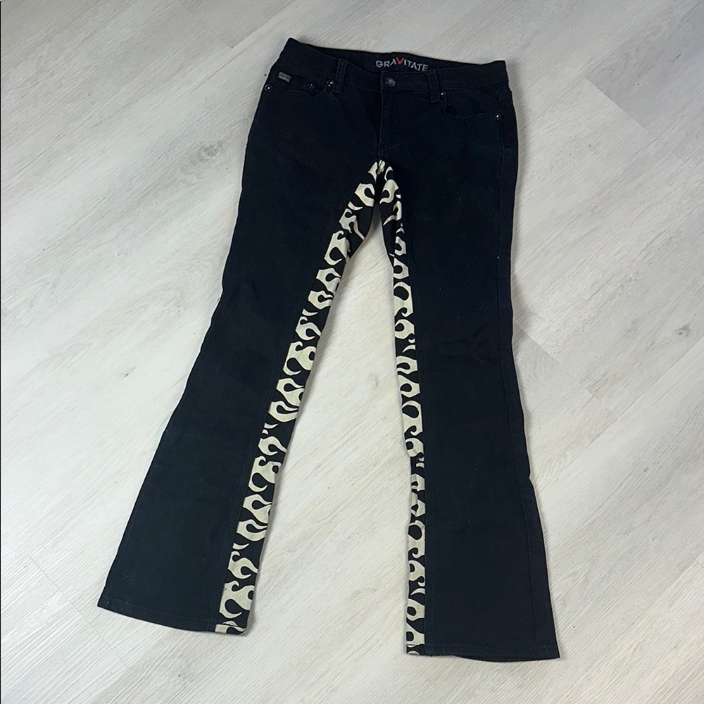 Gravitar Black Jeans with White Flame Pattern